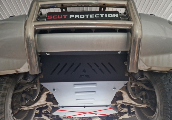 Steel sump guard for the protection of the engine and the radiator for Mitsubishi Shogun 3 (V60, V70) Vers. 2.0