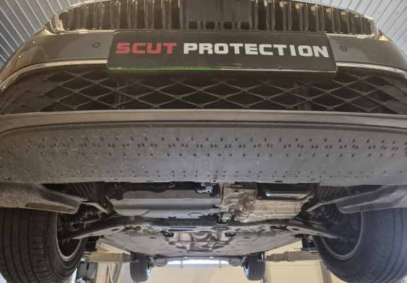Aluminum sump guard for Skoda Karoq